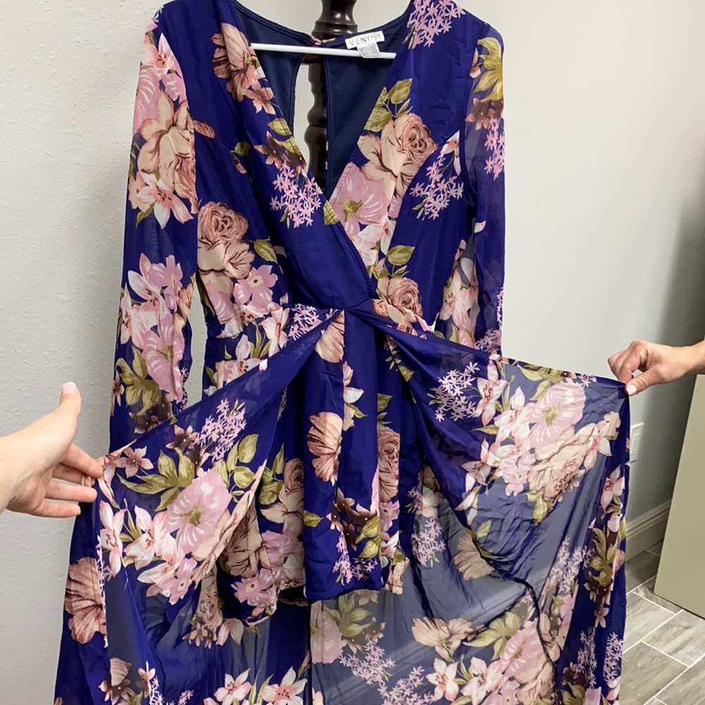 Venus floral long sleeve jumpsuit romper dress